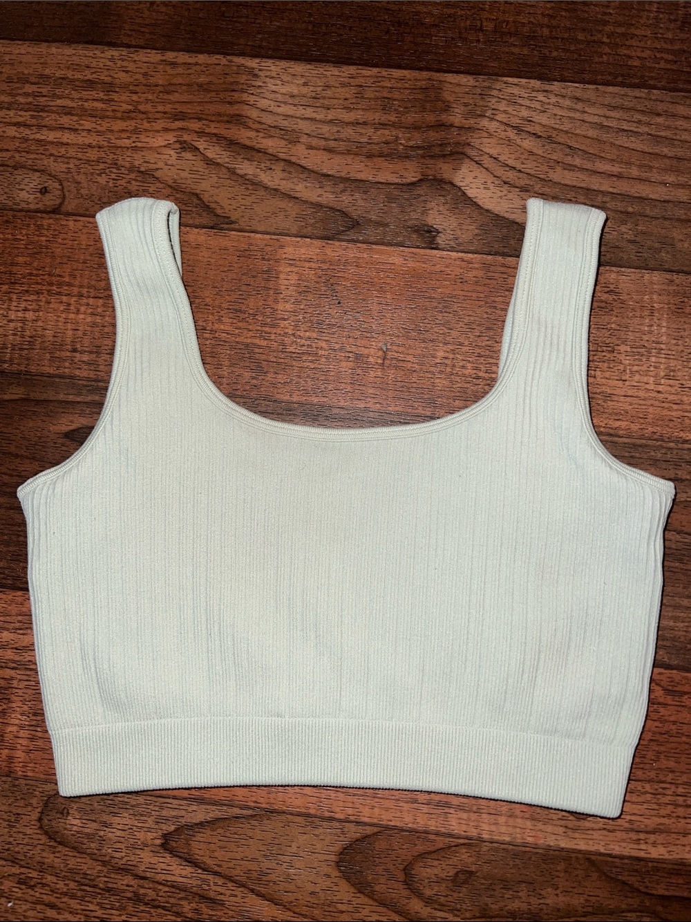 BuffBunny Ribbed Scoop Crop Tank - Light Green Medium